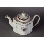 LATE EIGHTEENTH/ EARLY NINETEENTH CENTURY NEW HALL PORCELAIN TEAPOT AND COVER, painted in colours