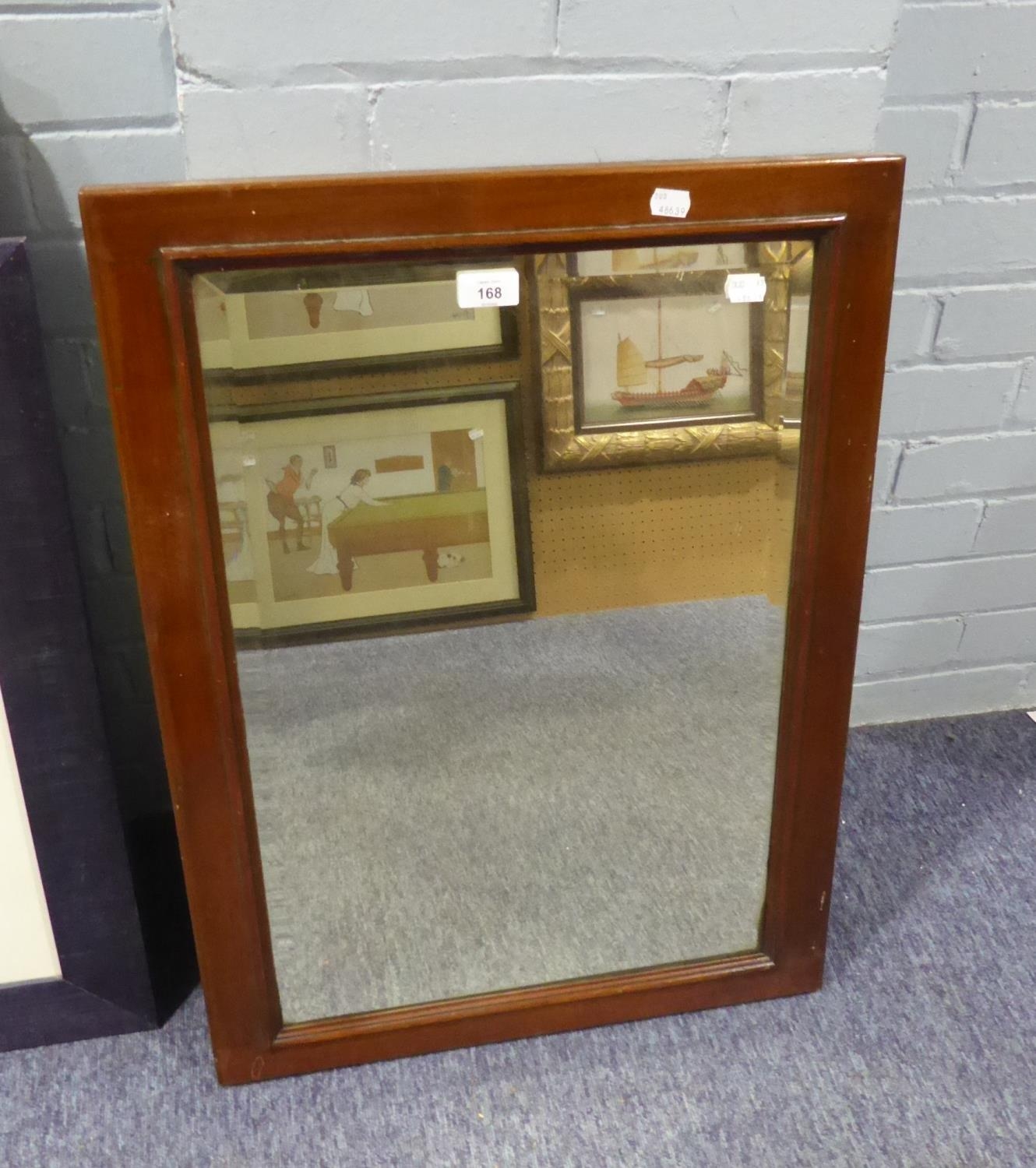 MAHOGANY RECTANGULAR BEVELLED EDGE MIRROR, 16" X 24"