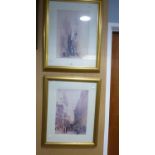 AFTER DAVID ROBERTS PAIR OF MODERN REPRINTS ARAB STREET SCENES 17 ½” X 12” AND A LARGE FRAMED COLOUR