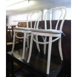 A PAIR OF WHITE PLASTIC BENTWOOD STYLE DINING CHAIRS