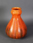 PILKINGTONS ROYAL LANCASTRIAN POTTERY MONOCHROME MOTTLED ORANGE VERMILION GLAZED LOBATED VASE with