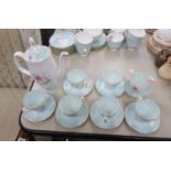 ROYAL ALBERT CIRCA 1960's CHINA COFFEE SET FOR SIX PERSONS, 'Elfin' pattern, 15 PIECES INCLUDING