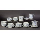 SIXTEEN PIECE FURNIVALS AND MASON’S ‘DENMARK’ PATTERN BLUE AND WHITE POTTERY PART TEA SERVICE,