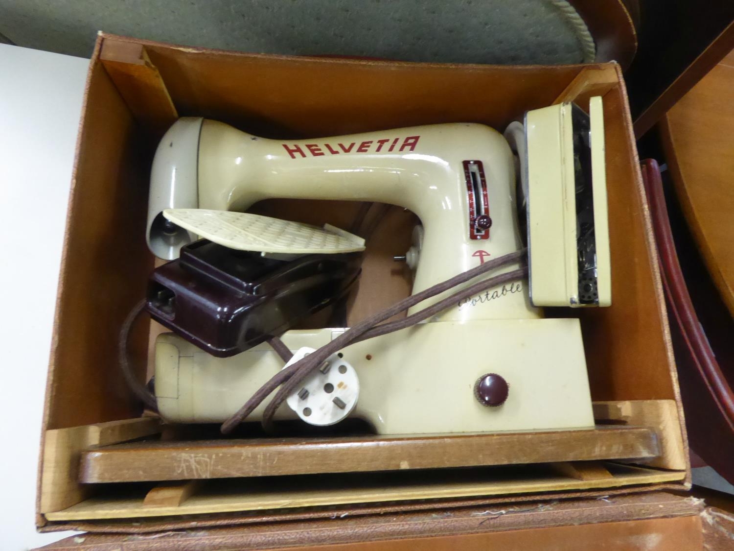 HELVETIA ELECTRIC PORTABLE SEWING MACHINE, IN FABRIC CASE, WITH FOOT CONTROL