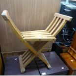 A WOODEN PORTUGUESE FOLDING CHAIR