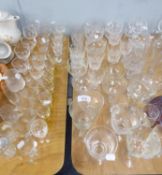 VARIOUS SETS OF SIX SHERRY GLASSES AND MISCELLANEOUS CUT GLASS DRINKING GLASSES AND SUNDAE DISHES