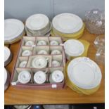 JAPANESE FINE CHINA ‘PLATINUM ROSE’ PATTERN DESSERT SERVICE FOR EIGHT PERSONS, APPROX 50  PIECES