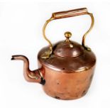 VICTORIAN COPPER KETTLE, with brass mounts 12" (30.5 cm) H