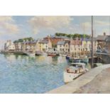 WALTER LAMBERT BELL (1904-1983) OIL ON BOARD 'Weymouth Harbour' Signed W. Lambert Bell lower right