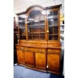 EARLY TWENTIETH CENTURY GOOD QUALITY LINE INLAID FIGURED WALNUT AND PARCEL EBONISED BREAKFRONT