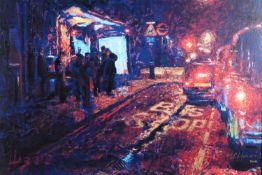 ROLF HARRIS (b.1930) ARTIST SIGNED LIMITED EDITION COLOUR PRINT ‘Bus Stop, Hyde Park Corner’ (84/95)