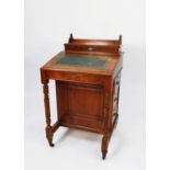 LATE VICTORIAN FIGURED WALNUT DAVENPORT DESK, of typical form with lidded stationary compartment