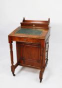 LATE VICTORIAN FIGURED WALNUT DAVENPORT DESK, of typical form with lidded stationary compartment