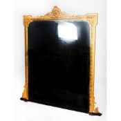 LATE VICTORIAN MOULDED GILT GESSO FRAMED OVERMANTLE MIRROR,