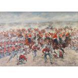 EDWARD MESJASZ (1929-2007) OIL ON CANVAS LAID ON BOARD The 16th Lancers at the Charge at Aliwal,