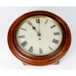 VICTORIAN RED WALNUT FUSEE WALL CLOCK, the painted Roman numeral dial set within a red walnut bezel,