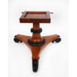 EDWARDS & ROBERTS, GOOD QUALITY EARLY NINETEENTH CENTURY YEW WOOD AND EBONISED PEDESTAL TABLE