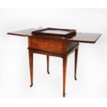 JOHN BAGSHAW & SONS, LIVERPOOL, EDWARDIAN MARQUETRY INLAID ROSEWOOD RISE AD FALL DRINKS TABLE, the