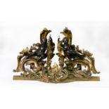 PAIR OF NINETEENTH CENTURY FRENCH LOUIS XV STYLE CAST AND GILT COPPER ALLOY CHENET FORM HEARTH