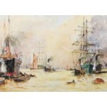 J FRAY (20th CENTURY) PAIR OF WATERCOLOUR DRAWINGS Shipping scenes Each signed lower right 13 ¾" x