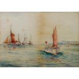 W. BARKER (EARLY TWENTIETH CENTURY) PAIR OF WATERCOLOUR DRAWINGS Coastal scene, unloading the