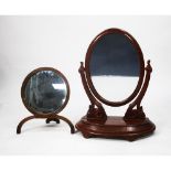 LATE VICTORIAN FIGURED MAHOGANY TOILET MIRROR, and ANOTHER, (2)