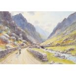 WARREN WILLIAMS A.R.C.A. (1863 - 1918) WATERCOLOUR DRAWING LLanberis Pass, North Wales Signed