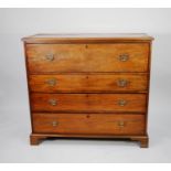 NINETEENTH CENTURY MAHOGANY SECRETAIRE CHEST, the moulded oblong top above a flame cut secretaire