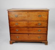 NINETEENTH CENTURY MAHOGANY SECRETAIRE CHEST, the moulded oblong top above a flame cut secretaire