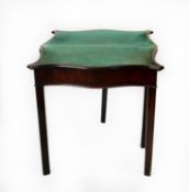 WOLFE & O’MEARA LTD, MANCHESTER, ANTIQUE FIGURED MAHOGANY AND SERPENTINE FRONTED CARD TABLE, the