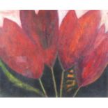 VIVIENNE WILLIAMS (1955) OIL PAINTING Red Tulips Signed lower right and the The Gallery - Manchester