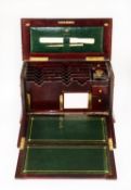 LATE VICTORIAN SHERATON REVIVAL INLAID MAHOGANY STATIONERY BOX, well fitted interior with inkwell,