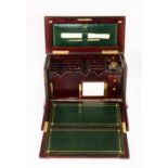 LATE VICTORIAN SHERATON REVIVAL INLAID MAHOGANY STATIONERY BOX, well fitted interior with inkwell,