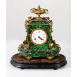 19th CENTURY BOULLE STYLE FRENCH MANTEL CLOCK, with gilt brass mounts to a green tortoiseshell case,