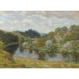 BYRON COOPER (1850-1933) OIL PAINTING ‘The River Teme, Ludlow’ Signed, titled to paper label verso