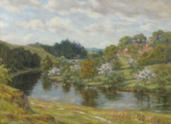 BYRON COOPER (1850-1933) OIL PAINTING ‘The River Teme, Ludlow’ Signed, titled to paper label verso