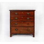 ANTIQUE MAHOGANY SMALL CHEST OF DRAWERS, the moulded oblong top above four long, graduate drawers,