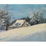 M. KUCKLEKORN (TWENTIETH CENTURY) OIL ON BOARD Winter landscape with house and trees in the