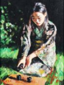 FABIAN PEREZ (b.1967) ARTIST SIGNED LIMITED EDITION COLOUR PRINT ‘Geisha Pouring Sake’ (74/195) with