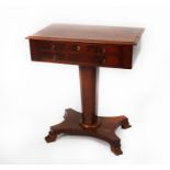EARLY NINETEENTH CENTURY MAHOGANY LADY’S COMBINED PEDESTAL WORK AND WRITING TABLE, the oblong top