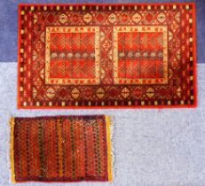 BELGIUM ROYAL KASHAN POWER LOOM WOVEN ALL-WOOL RUG, in Turkoman style with two rectangular panels,