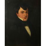 UNATTRIBUTED (NINETEENTH CENTURY BRITISH SCHOOL) OIL ON RELINED CANVAS Quarter length portrait of