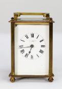 AN EARLY 20TH CENTURY ENGLISH CARRIAGE CLOCK, ‘PONTYPOOL’, 4 ½” HIGH