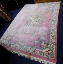 FINE HEAVY QUALITY CHINESE SUPERWASH EMBOSSED CARPET, with unusual rectangular centre panel, with