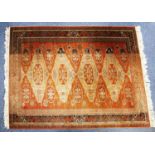 PAKISTAN BOKHARA SMALL CARPET with a row of four large primary guls flanked by two rows of six