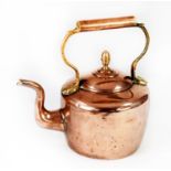 VICTORIAN COPPER KETTLE, with brass handle and knop, 11 1/2" (29.5 cm) H