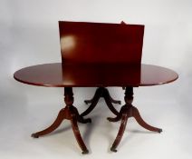 MODERN REGENCY STYLE MAHOGANY EXTENDING DINING TABLE AND SET OF EIGHT (6+2) DINING CHAIRS, the