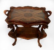 TWENTIETH CENTURY ITALIAN CARVED FRUITWOOD TRAY TOP OCCASIONAL TABLE OF SERPENTINE OUTLINE, the