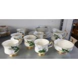 LUBERN ENGLISH BONE CHINA TEA SERVICE FOR SIX PERSONS, 21 PIECES WITH PRINTED FLORAL SPRAYS AND 22ct