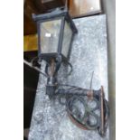 ‘PRIORY’, MODERN BLACK METAL OUTDOOR LANTERN, WITH WALL BRACKET, 36” high